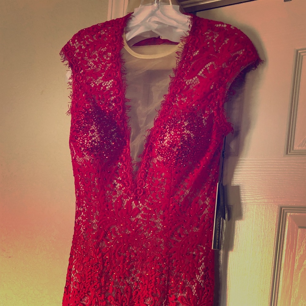 Red lace dress